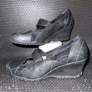Merrell Orchid Black Leather Mary Jane Wedge Comfort Shoe Women’s Size 8.5